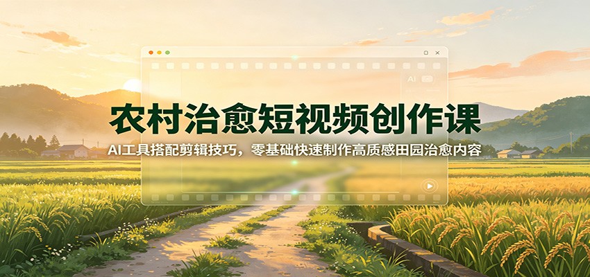 农村治愈短视频创作课：AI工具搭配剪辑技巧，零基础快速制作高质感田园治愈内容-HEIXMI（中国站）