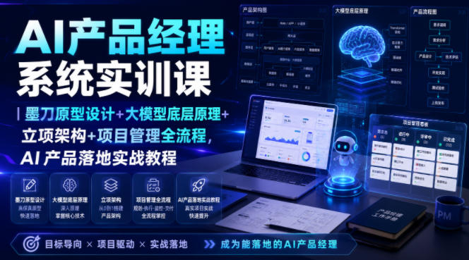 AI产品经理系统实训课｜墨刀原型设计+大模型底层原理+立项架构+项目管理全流程，AI产品落地实战教程-HEIXMI（中国站）
