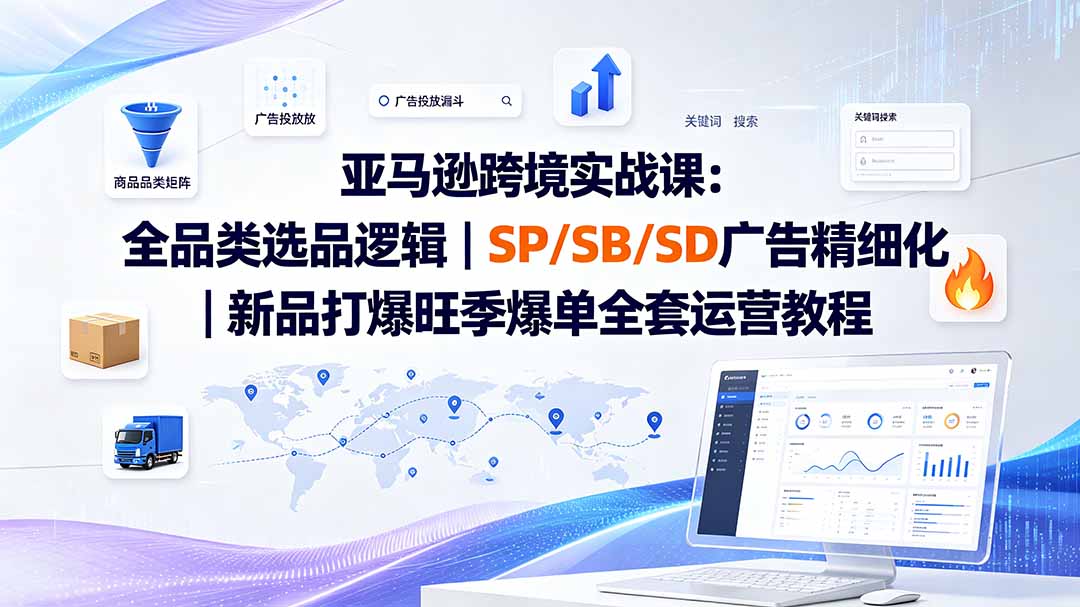 亚马逊跨境实战课-更新：全品类选品逻辑｜SP/SB/SD广告精细化｜新品打爆旺季爆单全套运营教程-HEIXMI（中国站）