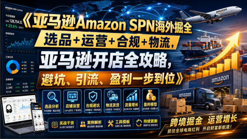 亚马逊Amazon SPN海外掘全，选品+运营+合规+物流，亚马逊开店全攻略，避坑、引流、盈利一步到位-HEIXMI（中国站）