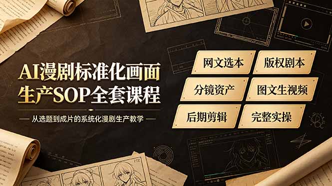 AI漫剧标准化画面生产SOP全套课程-更新，网文选本版权剧本分镜资产全覆盖，图文生视频后期剪辑完整实操教学-HEIXMI（中国站）