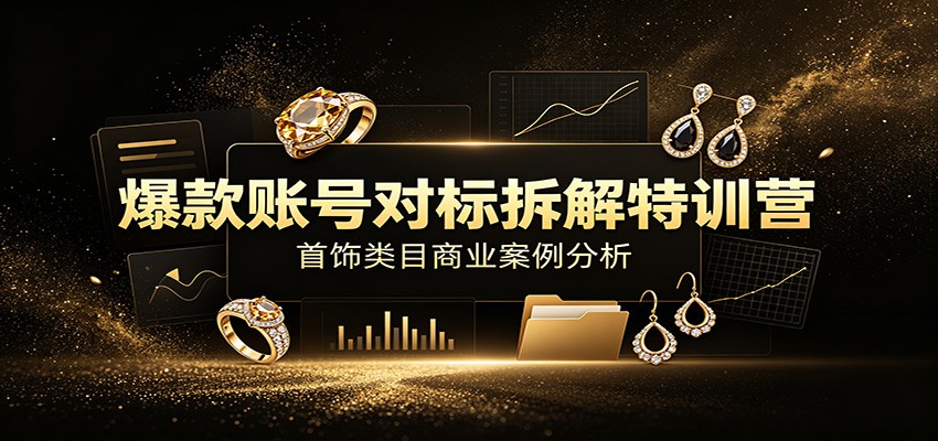 爆款账号对标拆解特训营：首饰类目商业案例分析，配套完整资料内容-HEIXMI（中国站）