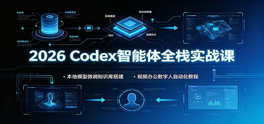 2026 Codex智能体全栈实战课：本地模型微调知识库搭建，视频办公数字人自动化教程-HEIXMI（中国站）