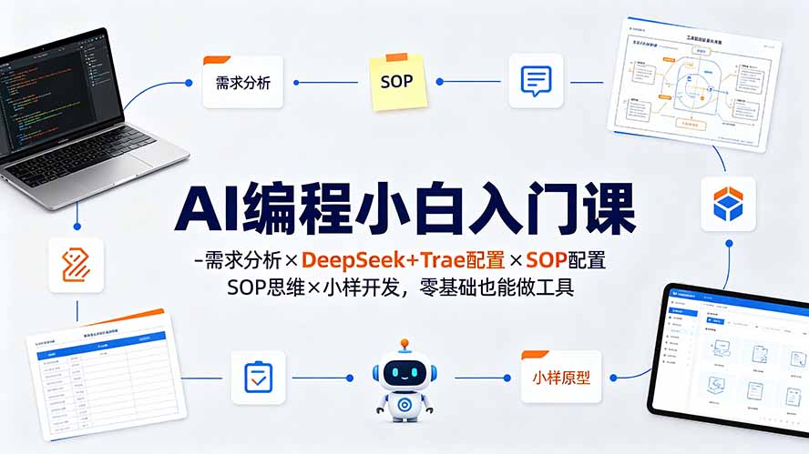 AI编程小白入门课-需求分析×DeepSeek+Trae配置×SOP思维×小样开发，零基础也能做工具-HEIXMI（中国站）
