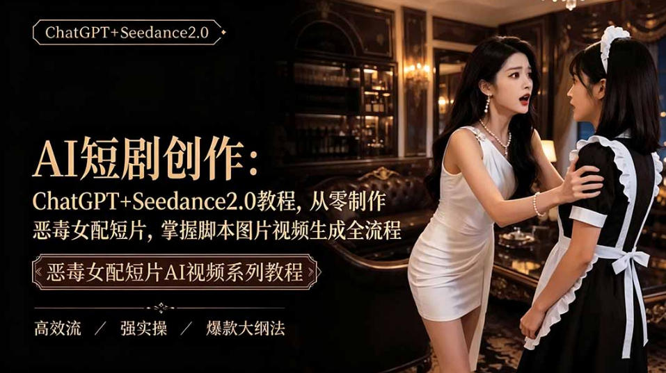 AI短剧从零创作实战课｜ChatGPT脚本撰写+Seedance2.0视频生成，恶毒女配短剧全流程教程-HEIXMI（中国站）