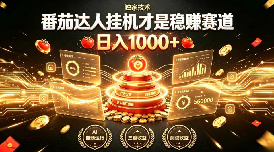 别再瞎找副业！番茄达人挂G才是稳賺赛道，日入1000+，全程傻瓜式操作，可矩阵放大【揭秘】-HEIXMI（中国站）