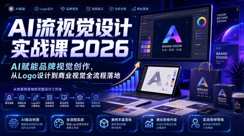 AI流视觉设计实战课2026：AI赋能品牌视觉创作，从Logo设计到商业视觉全流程落地-HEIXMI（中国站）