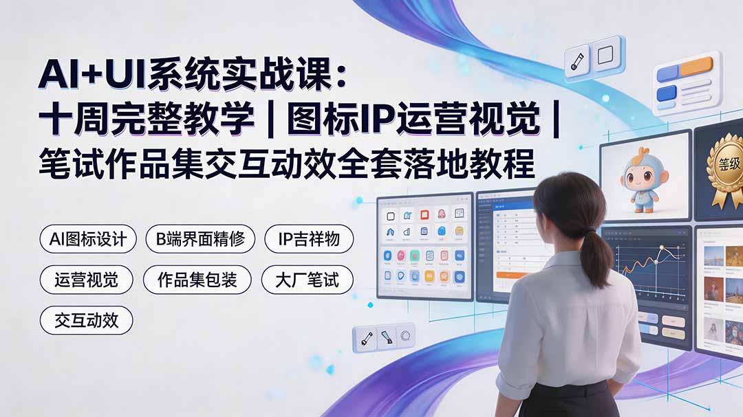 AI+UI系统实战课：十周完整教学｜图标IP运营视觉｜笔试作品集交互动效全套落地教程-HEIXMI（中国站）