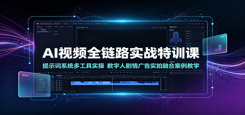 AI视频全链路实战特训课：提示词系统多工具实操，数字人剧情广告实拍融合案例教学-HEIXMI（中国站）