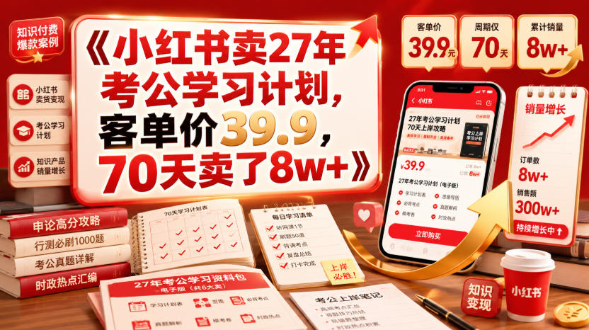 小红书卖27年考公学习计划，客单价39.9，70天卖了8w+！-HEIXMI（中国站）