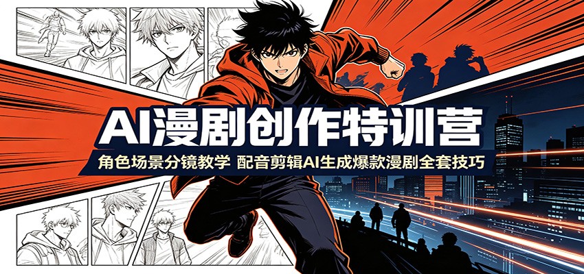 AI漫剧创作特训营：角色场景分镜教学，配音剪辑AI生成爆款漫剧全套技巧-HEIXMI（中国站）