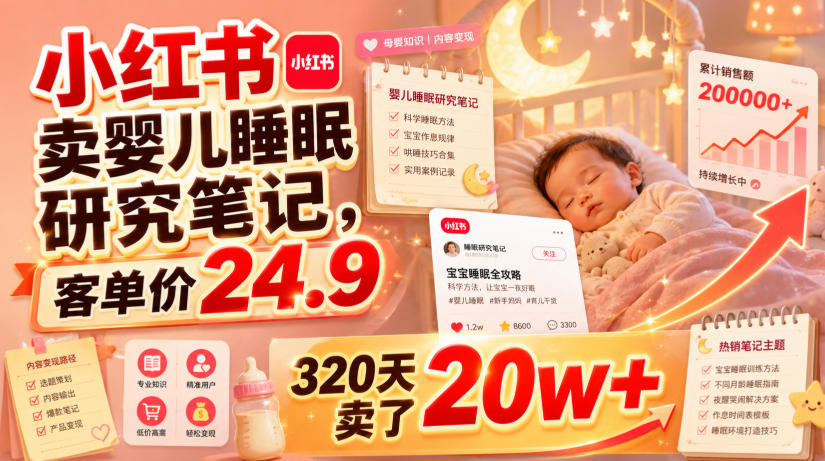 小红书卖婴儿睡眠研究笔记，客单价24.9，320天卖了20w+-HEIXMI（中国站）