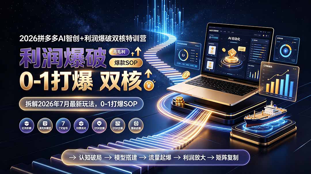 2026拼多多AI智创+利润爆破双核特训营-更新：拆解2026年7月最新玩法，0-1打爆SOP-HEIXMI（中国站）