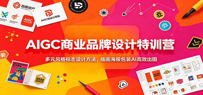 AIGC商业品牌设计特训营：多元风格标志设计方法，插画海报包装AI高效出图-HEIXMI（中国站）