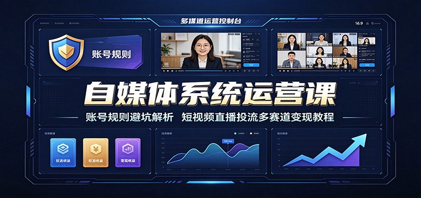 自媒体系统运营课：账号规则避坑解析，短视频直播投流多赛道变现教程-HEIXMI（中国站）