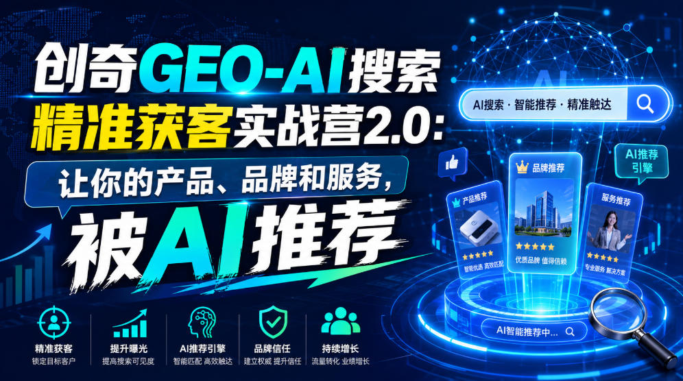 创奇GEO-AI搜索精准获客实战营2.0：让你的产品、品牌和服务，被AI推荐-HEIXMI（中国站）