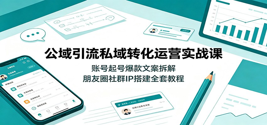 公域引流私域转化运营实战课：账号起号爆款文案拆解，朋友圈社群IP搭建全套教程-HEIXMI（中国站）