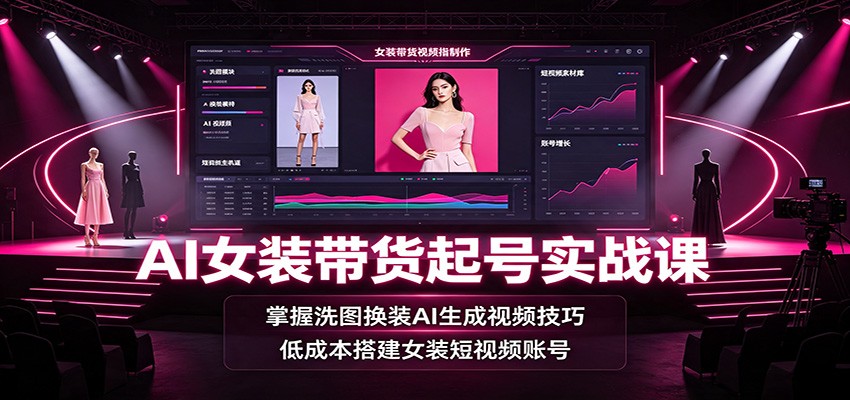 AI女装带货起号实战课：掌握洗图换装AI生成视频技巧，低成本搭建女装短视频账号-HEIXMI（中国站）
