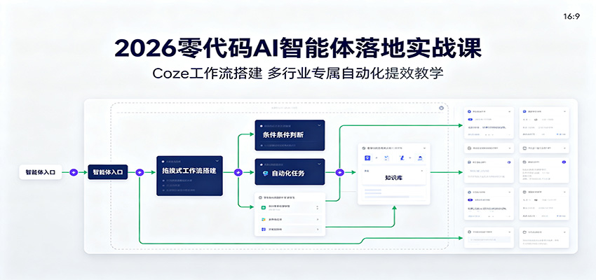 2026零代码AI智能体落地实战课：Coze工作流搭建，多行业专属自动化提效教学-HEIXMI（中国站）