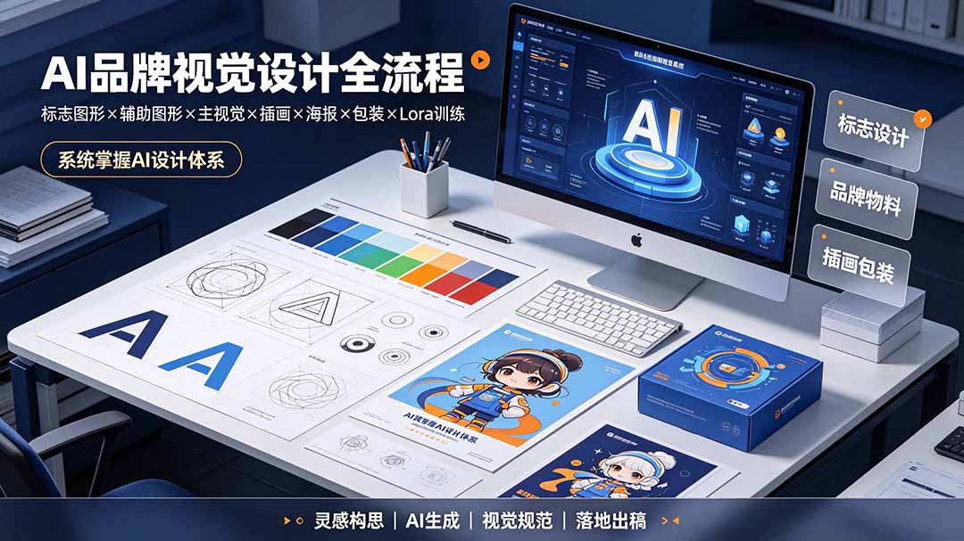 AI品牌视觉设计全流程：标志图形×辅助图形×主视觉×插画×海报×包装×Lora训练，系统掌握AI设计体系-HEIXMI（中国站）