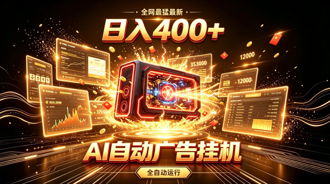 全网最猛最新的AI自动广告挂G，狠收益日入400+，真正做到躺賺式变现【揭秘】-HEIXMI（中国站）