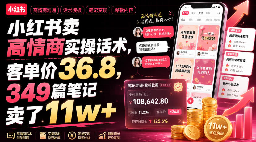 小红书卖高情商实操话术，客单价36.8，349篇笔记卖了11w+！-HEIXMI（中国站）