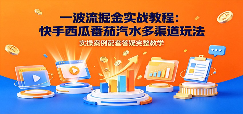 一波流掘金实战教程：快手西瓜番茄汽水多渠道玩法，实操案例配套答疑完整教学-HEIXMI（中国站）
