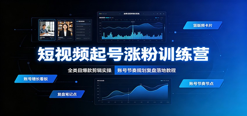 短视频起号涨粉训练营：全类目爆款剪辑实操，账号节奏规划复盘落地教程-HEIXMI（中国站）