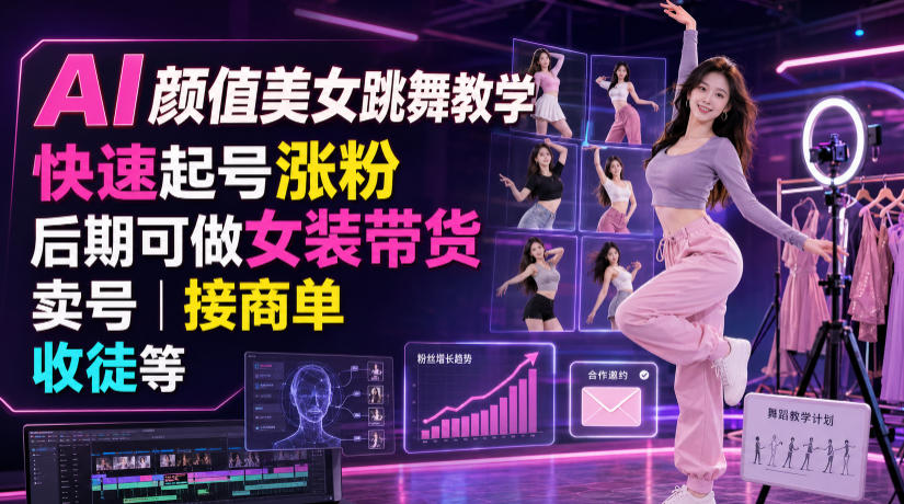 AI颜值美女跳舞教学，快速起号涨粉，后期可做女装带货，卖号，接商单，收徒等-HEIXMI（中国站）