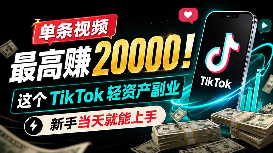 单条视频最高赚 20000！这个 TikTok 轻资产副业，新手当天就能上手-HEIXMI（中国站）