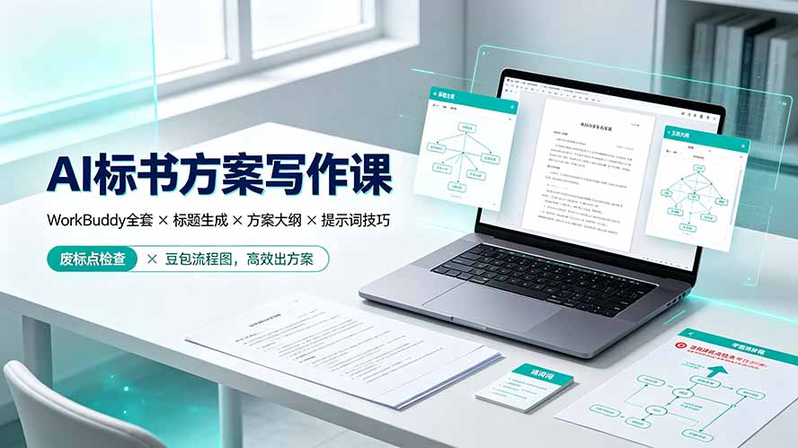 AI标书方案写作课：WorkBuddy全套×标题生成×方案大纲×提示词技巧×废标点检查×豆包流程图，高效出方案-HEIXMI（中国站）