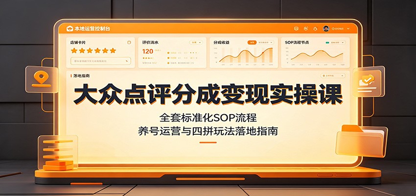 大众点评分成变现实操课：全套标准化SOP流程，养号运营与四拼玩法落地指南-HEIXMI（中国站）