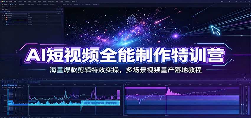AI短视频全能制作特训营：海量爆款剪辑特效实操，多场景视频量产落地教程-HEIXMI（中国站）