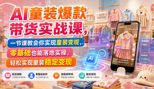 AI童装爆款带货实战课，一节课教会你实现童装变现，零基础也能落地实操-HEIXMI（中国站）