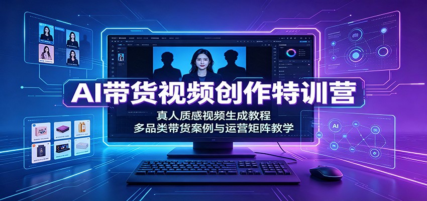 AI带货视频创作特训营：真人质感视频生成教程，多品类带货案例与运营矩阵教学-HEIXMI（中国站）