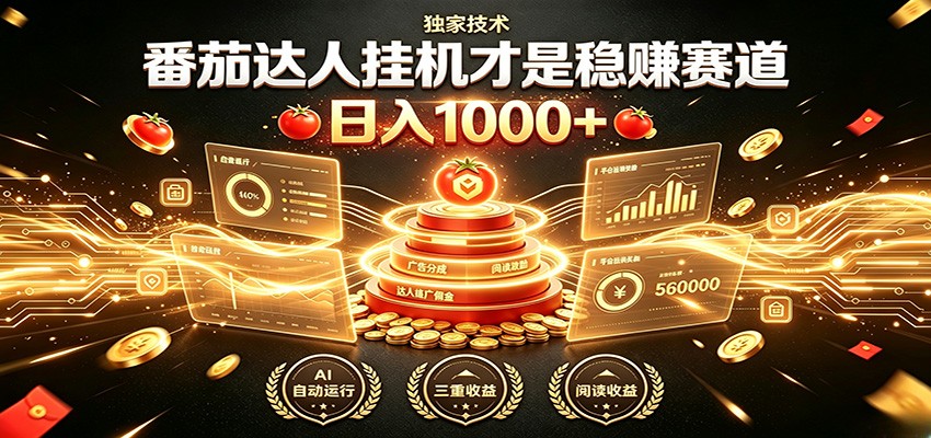 别再瞎找副业！番茄达人挂机才是稳赚赛道 日入1000+-HEIXMI（中国站）