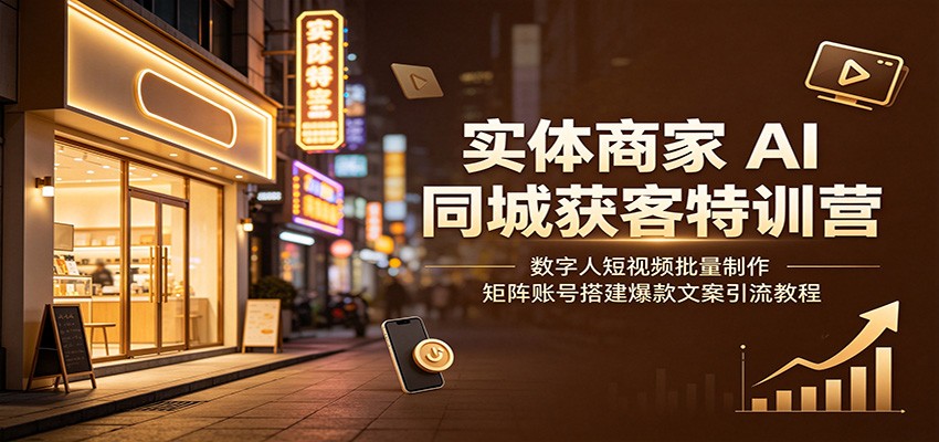 实体商家AI同城获客特训营：数字人短视频批量制作，矩阵账号搭建爆款文案引流教程-HEIXMI（中国站）