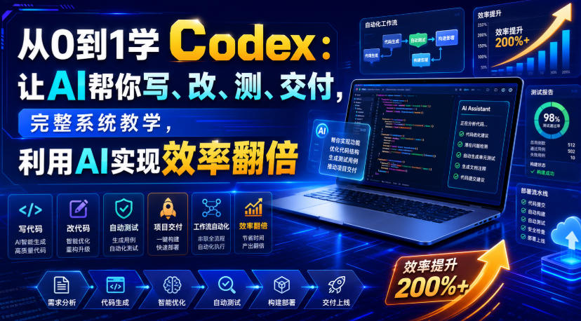 从0到1学Codex：让AI帮你写、改、测、交付，完整系统教学，利用AI实现效率翻倍-HEIXMI（中国站）
