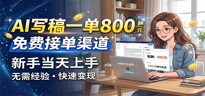 AI写稿一单800，免费接单渠道，一单一结几十到上千，新手当天上手-HEIXMI（中国站）