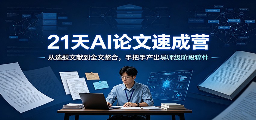 21天AI论文速成营：从选题文献到全文整合，手把手产出导师级阶段稿件-HEIXMI（中国站）