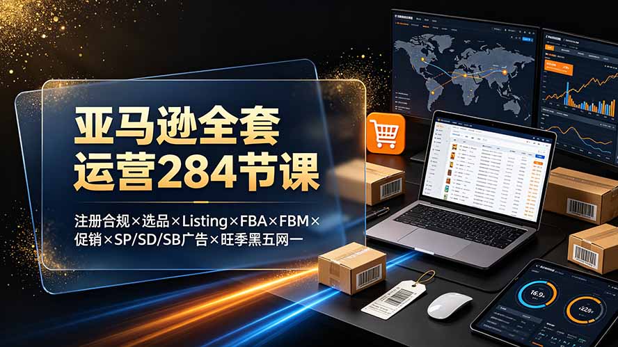 亚马逊全套运营284节课：注册合规×选品×Listing×FBA×FBM×促销×SP/SD/SB广告×旺季黑五网一-HEIXMI（中国站）