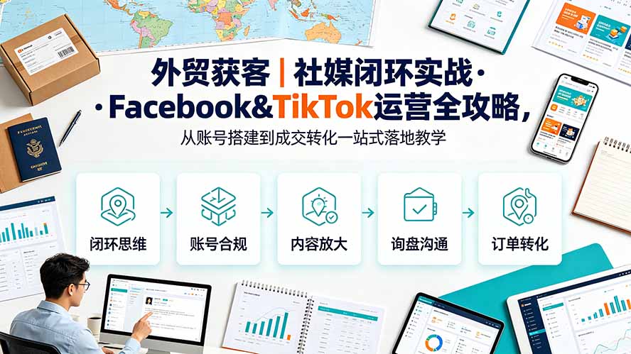 外贸获客｜社媒闭环实战·Facebook&TikTok运营全攻略，从账号搭建到成交转化一站式落地教学-HEIXMI（中国站）