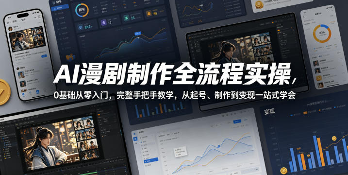 AI漫剧制作全流程实操，0基础从零入门，完整手把手教学，从起号、制作到变现一站式学会(更新)-HEIXMI（中国站）