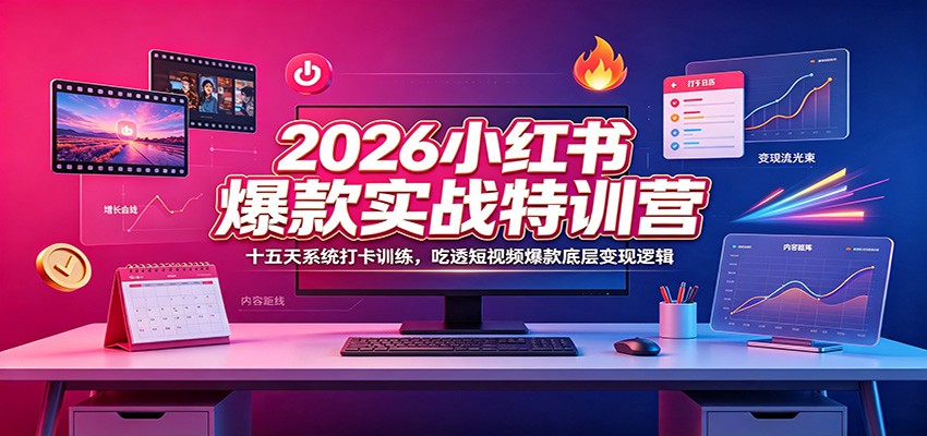 2026小红书爆款实战特训营：十五天系统打卡训练，吃透短视频爆款底层变现逻辑-HEIXMI（中国站）