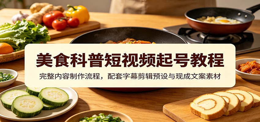 美食科普短视频起号教程：完整内容制作流程，配套字幕剪辑预设与现成文案素材-HEIXMI（中国站）