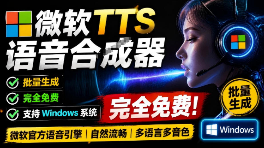 微软TTS免费语音配音生成器，完全免费，支持多语音、多音色选择，Windows系统专用TTS语音合成器-HEIXMI（中国站）