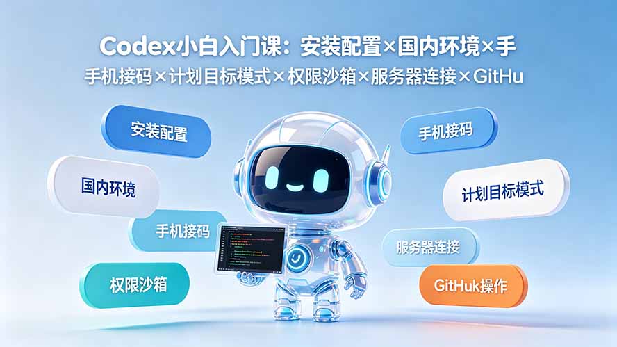 Codex小白入门课：安装配置×国内环境×手机接码×计划目标模式×权限沙箱×服务器连接×GitHub操作-HEIXMI（中国站）