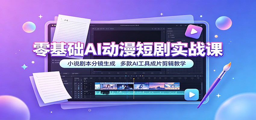 零基础AI动漫短剧实战课：小说剧本分镜生成，多款AI工具成片剪辑教学-HEIXMI（中国站）