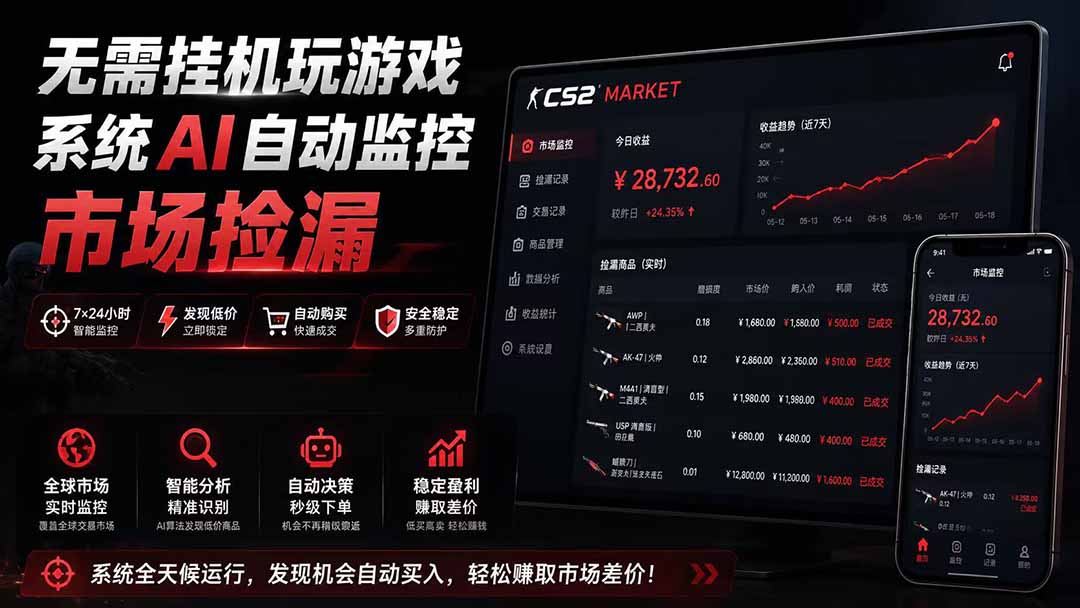 系统AI自动监控市场捡漏，不用玩游戏|只需要一部手机|支持任何形式数据验证-HEIXMI（中国站）