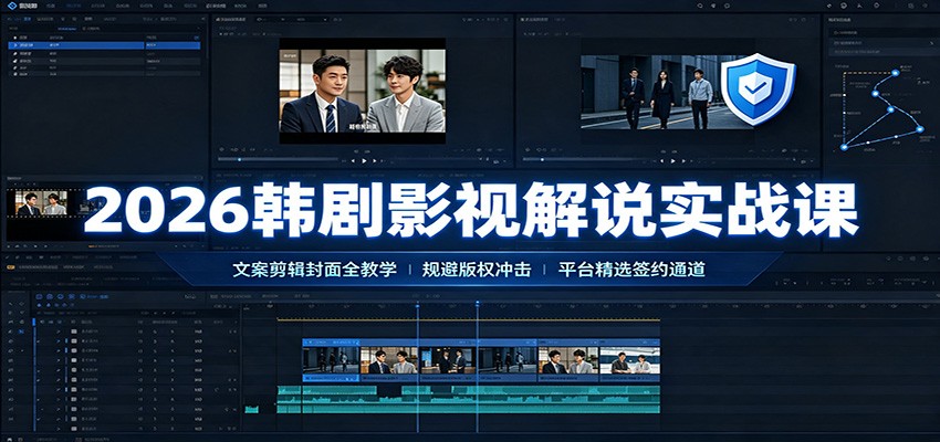 2026韩剧影视解说实战课：文案剪辑封面全教学，规避版权冲击平台精选签约通道-HEIXMI（中国站）